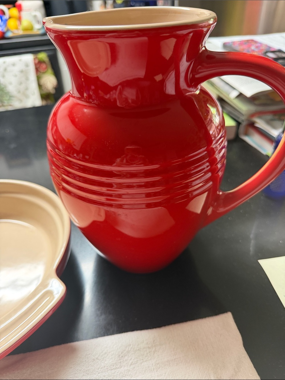 Classic Red Ceramic Pitcher